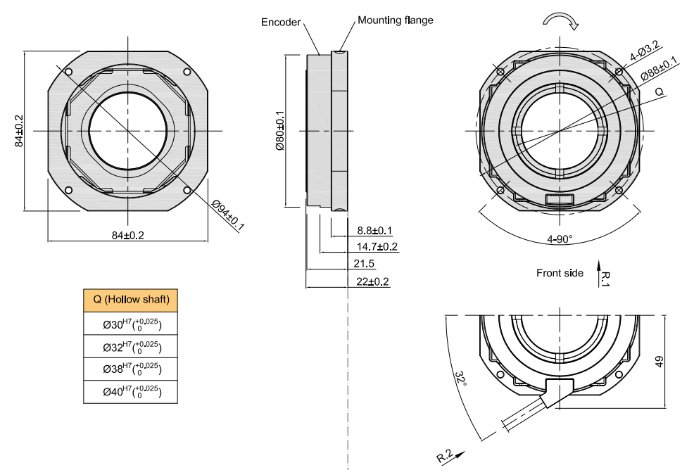 Optical Rotary Encoder 17 Bit 24 Bit Single-turn 360 Degree 94mm Flange...
